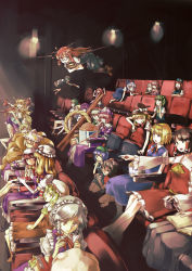 6+girls :o :q :| alice_margatroid animal_ears arms_up ascot ashuho bad_id bad_pixiv_id barefoot bat_wings bespectacled black_hair black_legwear blonde_hair blood blue_dress blue_eyes blue_hair blurry book bow braid brown_hair buttons camcorder carrying cat_ears chen cirno closed_eyes closed_mouth crossed_arms cup daiyousei depth_of_field detached_sleeves dress dress_shirt drooling everyone flandre_scarlet flying food fox_tail frills glasses gourd green_hair grey_hair hair_tubes hairband hakurei_reimu hat hat_bow hat_ribbon head_on_another&#039;s_shoulder head_wings heart hong_meiling horns hoshiguma_yuugi ibuki_suika izayoi_sakuya kawashiro_nitori kirisame_marisa koakuma kochiya_sanae komeiji_koishi komeiji_satori konpaku_youmu lamp large_bow long_hair maid maid_headdress mizuhashi_parsee moriya_suwako movie_theater multiple_girls multiple_tails necktie no_headwear no_pupils no_wings nosebleed onbashira onozuka_komachi open_book orange_hair patchouli_knowledge pink_hair pointing pointy_ears poking popcorn purple_hair red-framed_eyewear red_eyes red_hair remilia_scarlet ribbon rod_of_remorse rope saigyouji_yuyuko sakazuki scolding shameimaru_aya shiki_eiki shimenawa shirt short_hair side_ponytail single_horn sitting skirt sleeping slice_of_life smother star_(symbol) tail theater third_eye tissue tokin_hat tongue tongue_out touhou triangular_headpiece twin_braids vest video_camera wings witch_hat yakumo_ran yakumo_yukari yasaka_kanako