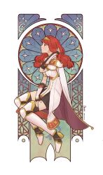 Rule 34 | 1girl, absurdres, armor, armored boots, black skirt, black thighhighs, boots, breastplate, breasts, cape, card, celica (fire emblem), choker, dress, earrings, fingerless gloves, fire emblem, fire emblem echoes: shadows of valentia, fishsideup, from side, gloves, hair flip, highres, jewelry, long hair, medium breasts, nintendo, orange eyes, orange hair, princess, red eyes, red hair, sitting, skirt, solo, tarot, tarot card, thighhighs, tiara, white armor, white dress