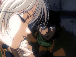 1boy 1girl animated animated_gif deedlit elf parn_(lodoss) pointy_ears record_of_lodoss_war smile white_hair