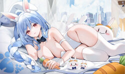 1girl animal_ears bare_shoulders blush breasts cleavage detached_collar highres hololive large_breasts leotard long_hair looking_at_viewer mature_female pekomama playboy_bunny rabbit_ears rabbit_girl rabbit_tail smile solo tail virtual_youtuber wrist_cuffs yukineko1018