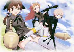 3girls ammunition animal_ears anti-materiel_cartridge anti-materiel_rifle blonde_hair blue_eyes break-action_flare_gun break-action_pistol brown_eyes brown_hair dog_ears erica_hartmann erma_werke explosive flare flare_gun gertrud_barkhorn grenade gun handgun high-explosive_anti-tank_(warhead) high-explosive_cartridge kuuro_kuro leuchtpistole man-portable_anti-tank_systems military military_uniform minna-dietlinde_wilcke modular_weapon_system multiple_girls panzerfaust panzerwurfkorper_42 panzerwurfkorper_42_lp pistol recoilless_gun red_eyes red_hair rifle rifle_grenade rocket_launcher sniper_rifle strike_witches striker_unit sturmpistole tankgewehr_m1918 transforming_weapon twintails walther weapon world_witches_series