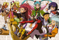 Rule 34 | 1990s (style), 3boys, 6+girls, angry, ayeka masaki jurai, azaka, blonde hair, blue eyes, blue hair, breasts, broom, camcorder, camera, cleavage, dark skin, closed eyes, facial mark, forehead mark, freckles, glasses, green eyes, hakubi washuu, highres, kamidake, kuramitsu mihoshi, kuramitsu mitoto, long hair, masaki aeka jurai, masaki katsuhito, masaki nobuyuki, masaki sasami jurai, masaki tenchi, masaki youshou jurai, mop, mother and daughter, multiple boys, multiple girls, official art, one eye closed, open mouth, orange background, pink eyes, pointy ears, ponytail, purple hair, red eyes, red hair, retro artstyle, ryoko hakubi, ryou-ouki, ryouko (tenchi muyou!), scan, smile, spiked hair, tagme, tenchi muyou!, twintails, video camera, washuu, wink, yellow eyes