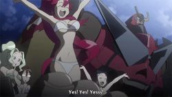 00s 2boys 4girls accidental_pervert animated animated_gif anime_screenshot bikini bouncing_breasts breasts close-up gurren-lagann gurren-lagann_(mecha) hanging_breasts jumping kamina_(ttgl) kinon_bachika kiyal_bachika kiyoh_bachika large_breasts long_hair looking_at_another looking_at_breasts lowres midriff multiple_boys multiple_girls navel ponytail red_hair simon_(ttgl) swimsuit tengen_toppa_gurren-lagann_(mecha) tengen_toppa_gurren_lagann topless_female underboob view_between_breasts wardrobe_malfunction white_bikini yoko_littner