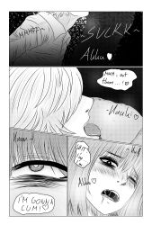 2021 2boys bad_tag comic death_note licking male_focus mello_(death_note) monochrome multiple_boys near_(death_note) speech_bubble stomach tongue uncensored yaoi