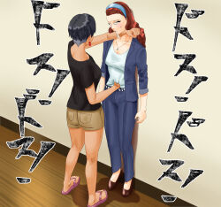 2girls artist_request catfight multiple_girls original punching ryona stomach_punch tagme