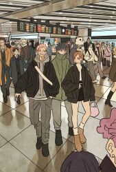 Rule 34 | 6+boys, 6+girls, asymmetrical bangs, back, black hair, blonde hair, blue hair, blunt bangs, boots, brown eyes, brown hair, character request, choso (jujutsu kaisen), commentary request, dagon (jujutsu kaisen), expressionless, facial mark, full body, fushiguro megumi, fushiguro touji, gakuganji yoshinobu, getou suguru, glasses, gojou satoru, green hair, haibara yu, hair bun, hakari kinji, half updo, hanami (jujutsu kaisen), hands in pockets, high collar, highres, hoshi kirara, ieiri shoko, ijichi kiyotaka, inumaki toge, iori utahime, itadori yuuji, jacket, jogo (jujutsu kaisen), jujutsu kaisen, kugisaki nobara, kusakabe atsuya, mahito (jujutsu kaisen), mask, mei mei (jujutsu kaisen), miguel oduol, miwa kasumi, mouth mask, multiple boys, multiple girls, muta kokichi, nanami kento, negi toshihisa, nishimiya momo, nitta akari (jujutsu kaisen), okkotsu yuuta, panda, panda (jujutsu kaisen), pink hair, ponytail, purple hair, ryoumen sukuna (jujutsu kaisen), ryoumen sukuna (true form) (jujutsu kaisen), scarf, short hair, siblings, sisters, skirt, smile, spiked hair, suda manami (jujutsu kaisen), swept bangs, takeuchi ryousuke, toudou aoi (jujutsu kaisen), tsukumo yuki (jujutsu kaisen), twintails, ui ui (jujutsu kaisen), uraume (jujutsu kaisen), white hair, yaga masamichi, zen&#039;in mai, zen&#039;in maki