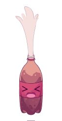&gt;_&lt; blush bottle bursting cola corrupted_twitter_file highres kazumiskill no_humans objectification open_mouth original simple_background soda white_background