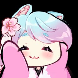 1girl :3 animated blue_hair blush chibi closed_eyes dancing flower hair_flower hair_ornament indie_virtual_youtuber multicolored_hair pink_hair silvervale smile transparent_background two-tone_hair virtual_youtuber