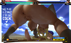 1girl ass bent_over bodypaint boots braid braided_ponytail breasts breasts_out curvy dark-skinned_female dark_skin dolores_(kof) dress english_text erection fat_mons female_focus from_behind gameplay_mechanics girl_on_top glasses gold green_eyes heart heel_up heidern huge_ass huge_breasts jewelry karasuh large_breasts long_hair looking_back mole multicolored_hair nipples no_panties outdoors penis purple_hair pussy pussy_juice round_eyewear shiny_skin shoes sky smile smiley_face standing the_king_of_fighters thick_thighs thighs tongue tongue_out top-down_bottom-up two-tone_hair underground wet white_hair wide_hips yatakarasu_art