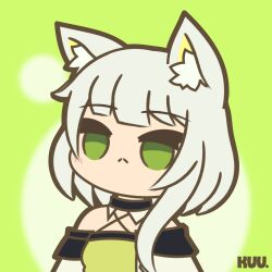 1girl :&lt; animal_ears animated animated_gif arknights cat_ears cat_girl commentary disintegration dress green_dress green_eyes highres kal&#039;tsit_(arknights) kuhl-notes medium_hair meme_request solo