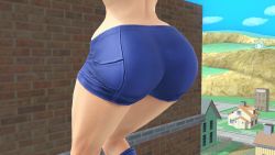 1girl 3d ass ass_focus female_focus highres hip_focus huge_ass legs metroid nintendo samus_aran screencap shorts solo super_smash_bros. thick_thighs thighs wide_hips