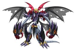 Rule 34 | armor, bat wings, belialvamdemon, blonde hair, claws, digimon, digimon (creature), fusion, head wings, highres, mask, multiple wings, oridigi, original, sharp teeth, solo, someguy944, spikes, tail, teeth, undead, vamdemon, vampire, venomvamdemon, wings, yellow eyes