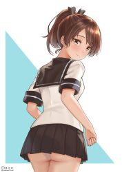 Rule 34 | 1girl, black skirt, brown hair, highres, kantai collection, panties, ponytail, shikinami (kancolle), skirt, underwear, white panties