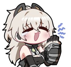 1girl :3 animal_ears black_gloves cat_ears chinese_commentary closed_eyes girls&#039;_frontline girls&#039;_frontline_2:_exilium gloves lowres madcore mechanical_ears official_art open_mouth peritya_(girls&#039;_frontline_2) second-party_source solo tears transparent_background yawning
