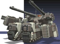 artist_request cannon caterpillar_tracks earth_federation gundam gundam_perfect_file gundam_unicorn loto machinery mecha mecha_focus military_vehicle missile missile_pod mobile_suit motor_vehicle no_humans official_art open_hatch orange_visor radio_antenna robot scan science_fiction shadow tank transformation