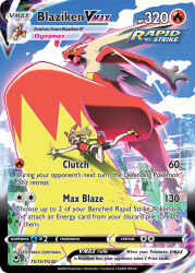 1girl aura bike_shorts bike_shorts_under_shorts black_shorts blaziken blue_eyes blue_sky brown_hair cloud colored_sclera day dynamax fanny_pack gen_3_pokemon hairband long_hair may_(pokemon) mega_ring mega_stone nintendo open_mouth oshiyama_kiyotaka outdoors pokemon pokemon_(creature) pokemon_oras pokemon_tcg red_clouds red_hairband red_shirt scared shirt shoes shorts sky white_shorts yellow_sclera yellow_shoes