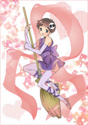 Rule 34 | 1boy, bad id, bad pixiv id, blue eyes, broom, brown hair, cosplay, crossdressing, detached sleeves, elsea de lute irma (cosplay), elysia de lute ima, elysia de lute ima (cosplay), hagoromo, ikari shinji, kami nomi zo shiru sekai, male focus, neon genesis evangelion, purple thighhighs, sandals, shawl, short hair, skull, solo, thighhighs, toeless legwear, toes, trap, yagisu