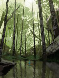 absurdres asteroid_ill bad_id bad_twitter_id cascoon creatures_(company) day doduo forest game_freak gen_1_pokemon gen_3_pokemon gen_7_pokemon highres mudkip nature nintendo no_humans outdoors pokemon pokemon_(creature) rowlet scenery tree water