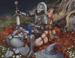 Rule 34 | 2girls, armor, bdsm, bloody wolf (elden ring), bondage, bound, elden ring, feet, gag, hat, malenia blade of miquella, multiple girls, ranni the witch, rope, sane-person, sword, tarnished (elden ring), toes, weapon, witch hat