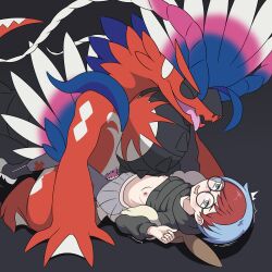 1boy 1girl absurdres bestiality blue_hair blush breasts censored clothed_sex clothes_lift gen_9_pokemon glasses grey_eyes grey_pantyhose hetero highres hoshi_wo_miru koraidon loli lying mosaic_censoring multicolored_hair nintendo nipples on_back open_mouth pantyhose penis penny_(pokemon) pleated_skirt pokemon pokemon_(creature) pokemon_sv pokephilia print_pantyhose red_hair see-through_clothes see-through_skirt sex shirt_lift skirt small_breasts tagme tongue tongue_out trembling two-tone_hair vaginal