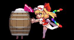 1futa 1girl animated animated_gif barrel blomde breasts flandre_scarlet futanari gameplay_mechanics hat hiding implied_incest implied_sex incest long_hair mob_cap namako_daibakuhatsu pixel_art ponytail remilia_scarlet touhou vampire wings