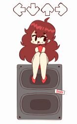 10:16 1girl animated animated_gif bottomless brown_hair clothes_lift diives dress dress_lift female friday_night_funkin&#039; girlfriend_(friday_night_funkin&#039;) presenting presenting_pussy pussy red_dress solo speaker spread_legs tagme third-party_edit video