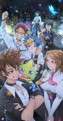 Rule 34 | agumon, bearmon, belt, bug, butterfly, crests (digimon), digimon, digimon (creature), gekkomon, glasses, insect, looking at another, meicoomon, mochizuki meiko, motomiya daisuke, necktie, nishijima daigo, tailmon, tenma tomoro, v-mon, yagami hikari, yagami taichi, zana iris