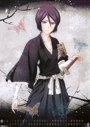Rule 34 | absurdres, black hair, bleach, bug, butterfly, calendar, highres, bug, ishikawa tomomi, kuchiki rukia, purple eyes, scan, short hair, snowflakes
