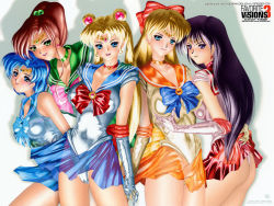 Rule 34 | 1990s (style), 5girls, aino minako, ass, bishoujo senshi sailor moon, bishoujo senshi sailor moon (first season), black hair, blonde hair, blue eyes, blue hair, blue sailor collar, blue skirt, bow, brown hair, cameltoe, choker, clothes lift, double bun, earrings, elbow gloves, female focus, gloves, grabbing another&#039;s breast, green eyes, green skirt, groping, hair bobbles, hair bow, hair bun, hair ornament, half updo, hino rei, holding hands, inner senshi, jewelry, kino makoto, lipstick, long hair, magical girl, makeup, mizuno ami, multiple girls, orange skirt, panties, pink bow, ponytail, purple eyes, red bow, red skirt, retro artstyle, ribbon, sailor collar, sailor jupiter, sailor mars, sailor mercury, sailor moon, sailor senshi, sailor venus, satoshi igarashi, see-through clothes, short hair, skirt, skirt lift, smile, tiara, tsukino usagi, twintails, underwear, white panties, wind, wind lift
