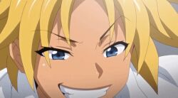 10s 1boy 1girl 2016 animated animated_gif bathroom blonde_hair blue_eyes blush censored dark_skin energy_kyouka!! gyaru penis_awe satou_kimiatsu shiraishi_kyouka smile surprised tagme tamatsuyada