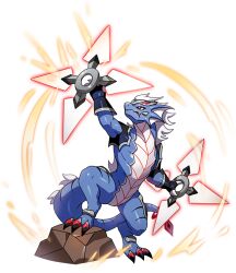 1other arm_up dragon dragon_village_(series) dragon_village_collection furry game_cg gandharba_(dragon_village) holding holding_weapon official_art red_eyes shuriken third-party_source transparent_background weapon white_hair