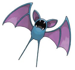 animal_focus bat_(animal) fangs full_body gen_1_pokemon highres nintendo no_eyes no_humans official_art open_mouth pokemon pokemon_(creature) pokemon_focus pokemon_frlg solo sugimori_ken third-party_source transparent_background zubat