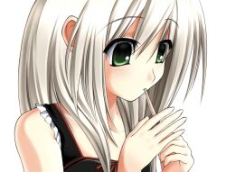 1girl 2000s_(style) blonde_hair blush fingernails green_eyes marijuana original ponymoe smoking solo tank_top