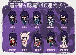1boy :3 ahoge alternate_costume alternate_hairstyle androgynous animal_costume animal_ears aphrodite_(mythology) apron barefoot black_hair blush braid cape chibi chinese_clothes cosplay crossdressing dress hair_censor handkerchief heart-shaped_petals ichigo_hitofuri_(cosplay) imomushi katana long_hair male_focus military military_uniform mythology namazuo_toushirou navel nude one_eye_closed open_mouth pajamas petals ponytail purple_eyes rabbit_costume rabbit_ears ribbon sailor_dress school_uniform seashell serafuku shell skirt smile sword teardrop tongue tongue_out touken_ranbu translation_request trap very_long_hair weapon wink yawning