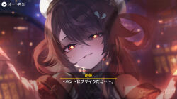1girl absurdres architecture bare_shoulders black_hair blush detached_sleeves dress east_asian_architecture genshin_impact hair_between_eyes half-closed_eye highres hu_tao_(cherries_snow-laden)_(genshin_impact) hu_tao_(genshin_impact) long_hair looking_at_viewer parted_lips pov reaching reaching_towards_viewer red_eyes red_sleeves smile solo star-shaped_pupils star_(symbol) sushispin symbol-shaped_pupils white_dress
