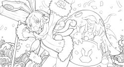 1girl :3 animal animal_ears animal_focus artist_name bat_wings bird bow bowtie chinese_zodiac clenched_hand closed_eyes coat confetti covered_navel demon_wings disgaea earmuffs fur-trimmed_jacket fur-trimmed_sleeves fur_trim heart hikimayu himenyuu jacket kine leotard long_sleeves makai_senki_disgaea_5 mallet mini_wings new_year open_mouth pantyhose peg_leg penguin playboy_bunny pouch prinny rabbit rabbit_earmuffs rabbit_ears rabbit_girl rabbit_tail rabbits_foot rope_belt scarf short_eyebrows short_hair sketch smile streamers tail thick_eyebrows usalia_(disgaea) waves wings x_mouth year_of_the_rabbit