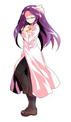 1girl asakura_rikako black_socks bow bow_hairband bowtie brown_pants brown_shoes closed_eyes closed_mouth coat commentary_request curtained_hair dairi floating_hair from_side glasses hairband hand_on_own_chest hand_up highres large_variant_set loafers long_coat long_hair long_sleeves looking_at_viewer pants phantasmagoria_of_dim.dream pince-nez pink_bow pink_coat pink_hairband pink_shirt purple_hair shirt shoes simple_background socks solo standing tachi-e touhou touhou_(pc-98) transparent_background v-shaped_eyebrows variant_set very_long_hair yellow_bow yellow_bowtie