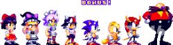 Rule 34 | black hair, blonde hair, bow, dr. eggman, grey hair, hakurei reimu, hat, highres, izayoi sakuya, japanese clothes, joeytherabbit46, kijin seija, kirisame marisa, maid, maid headdress, mighty the armadillo, miko, nontraditional miko, pixel art, ray the flying squirrel, red bow, sega, segasonic the hedgehog, sonic (series), sonic the hedgehog, sonic the hedgehog (classic), touhou, watermark, witch hat
