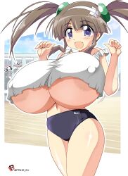 1girl alternate_costume breasts buruma huge_breasts minori_(senran_kagura) no_bra oppai_loli prime_gmx senran_kagura solo twintails underboob
