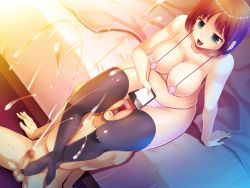 Rule 34 | 1boy, 1girl, bikini, breasts, cellphone, censored, cleavage, clothed female nude male, covered erect nipples, cum, ejaculation, erection, feet, femdom, footjob, hetero, large breasts, legs, micro bikini, mosaic censoring, msize, no shoes, nude, on bed, penis, phone, plump, sitting, smile, swimsuit, testicles, thick thighs, thighhighs, thighs