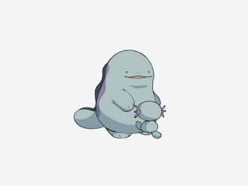 Rule 34 | animal focus, evolutionary line, gen 2 pokemon, nintendo, no humans, open mouth, pokemon, pokemon (creature), pokemon focus, quagsire, simple background, smile, smprfms, tail, white background, wooper