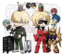 amuro_ray blonde_hair blue_eyes blue_hair brown_hair challia_bull char_aznable gloves gundam gundam_gquuuuuux haro hyaku_shiki jonburrrr kamille_bidan lalah_sune male_focus mecha mecha_pilot_suit military_uniform mobile_suit_gundam multiple_boys open_mouth quattro_bajeena robot science_fiction shirt short_hair zeta_gundam