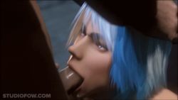 1boy 1girl 3d :&gt;= animated animated_gif breasts christie_(doa) cum cum_in_mouth dead_or_alive fellatio hetero looking_at_viewer nude oral orgasm penis pov purple_eyes sex source_filmmaker_(medium) studiofow uncensored white_hair