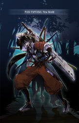 Rule 34 | 1boy, armor, black hair, copyright name, dual wielding, full body, highres, holding, holding sword, holding weapon, long hair, male focus, pixiv fantasia, pixiv fantasia new world, red eyes, sheath, sheathed, shiroton (kazamineko), solo, sword, tongue, tongue out, very long hair, weapon