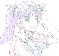 1girl maid_headdress megami_no_cafe_terrace one_eye_closed open_mouth ponytail smile solo tsuruga_ami
