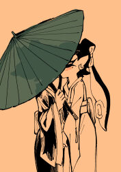 2girls absurdres alternate_costume callie_(splatoon) cousins dngjiq380123719 highres holding holding_umbrella implied_kiss incest japanese_clothes kimono kiss marie_(kimono)_(splatoon) marie_(splatoon) multiple_girls nintendo official_alternate_costume parasol splatoon_(series) splatoon_3 umbrella yuri