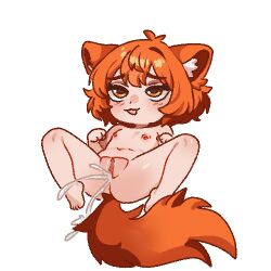 1girl :3 aged_down animal_ears ass blush breasts cleft_of_venus cricket_(artist) feet female_ejaculation female_orgasm fox_ears fox_girl fox_tail loli looking_up maxie_(cricket) navel nipples nude open_mouth orange_eyes orange_hair orgasm original pussy small_breasts solo spread_legs tail uncensored