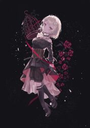 Rule 34 | 1girl, absurdres, bang dream!, bang dream! it&#039;s mygo!!!!!, birdcage, black dress, black socks, blonde hair, brown hair, cage, clothing cutout, commentary, doloris (bang dream!), dress, full body, highres, kneehighs, long sleeves, looking at viewer, misumi uika, neko tenko, puppet strings, revision, shoulder cutout, socks, solo