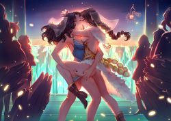 2girls backless_outfit cherry_in_the_sun crowd grabbing_own_ass marriage multiple_girls original pussy_juice smile water waterfall yuri