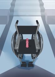 absurdres arknights dildo dildo_reveal floor highres lemuen_(arknights) no_humans object_focus pussy_juice qaq_baiguang restrained sex_toy stairs wheelchair